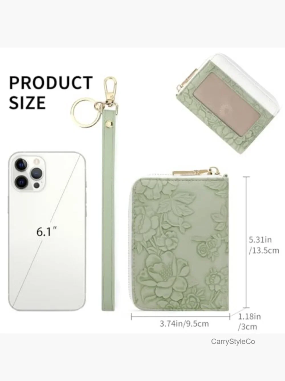RFID Blocking Credit Card Holder Wristlet Zipper Purse with ID Window